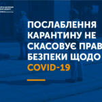 Послаблення карантину не скасовує правил безпеки щодо COVID-19